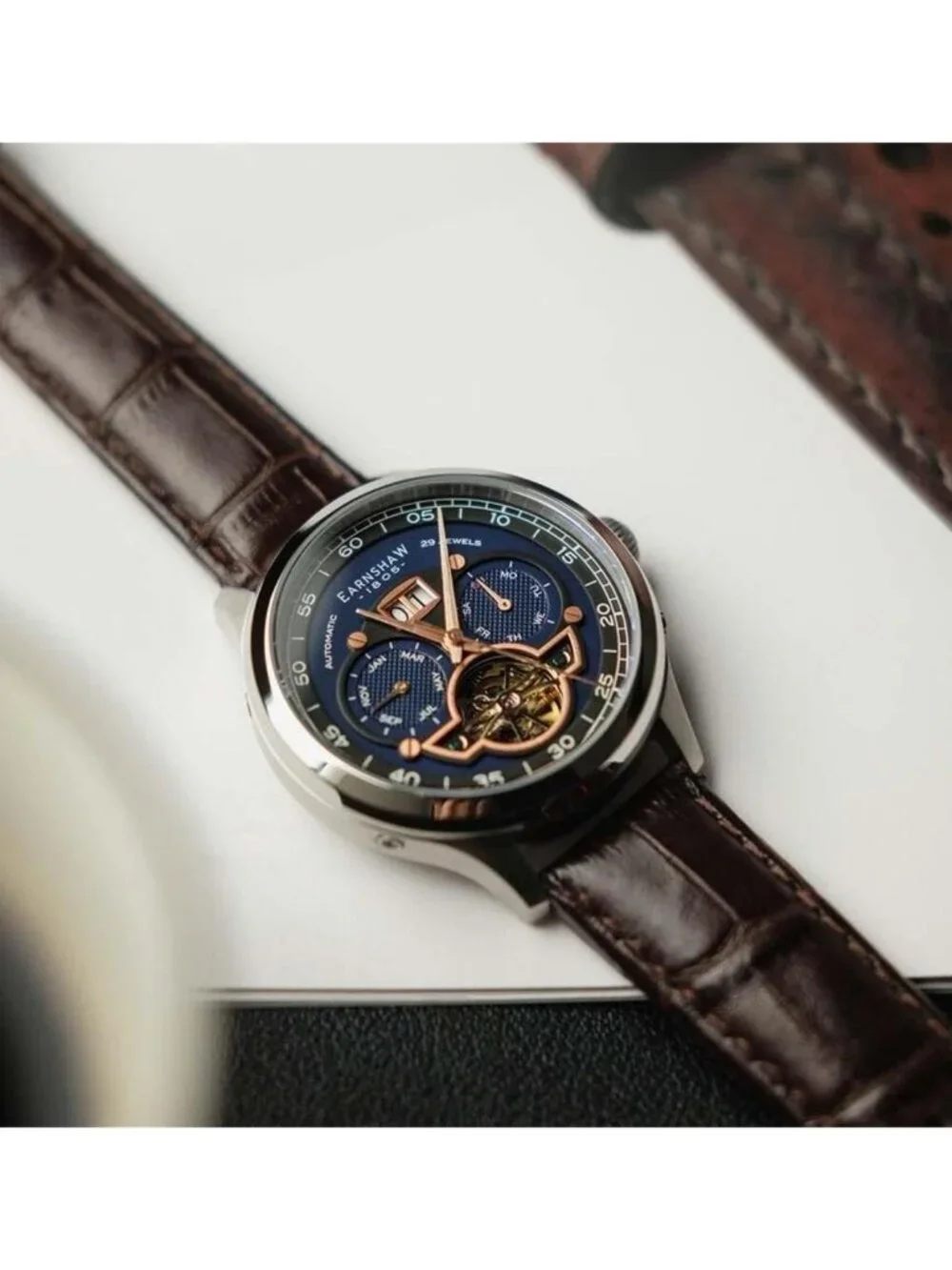 NWT Thomas Earnshaw Baron Blue Dial Men's Watch